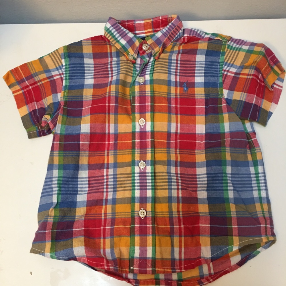 Ralph Lauren boys cotton madras shirt short sleeve size 18m